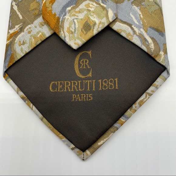 Cerruti 1881 Paris Blue & Brown Abstract Print Tie - Picture 4 of 4